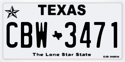 TX license plate CBW3471