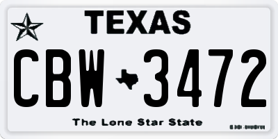 TX license plate CBW3472