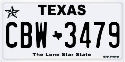 TX license plate CBW3479