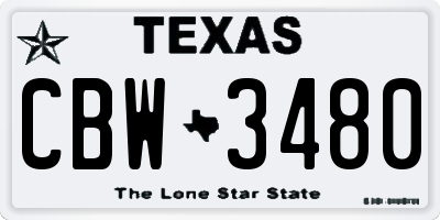 TX license plate CBW3480