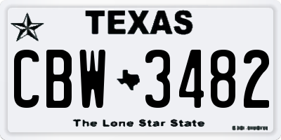 TX license plate CBW3482