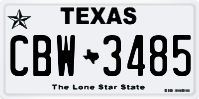 TX license plate CBW3485