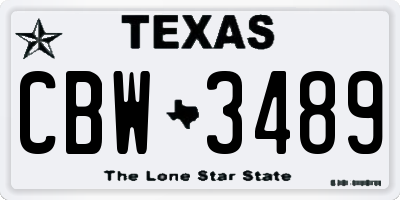 TX license plate CBW3489
