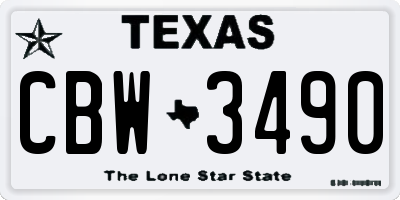 TX license plate CBW3490