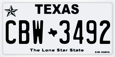 TX license plate CBW3492