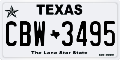 TX license plate CBW3495