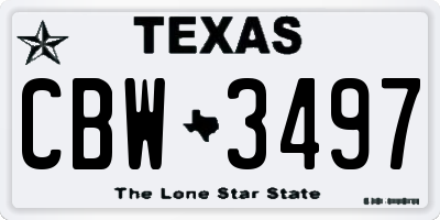 TX license plate CBW3497