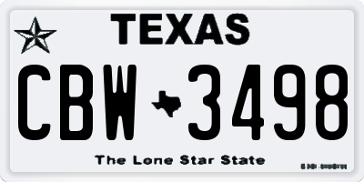 TX license plate CBW3498