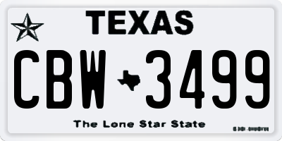 TX license plate CBW3499