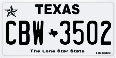 TX license plate CBW3502