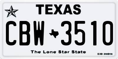 TX license plate CBW3510