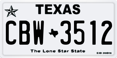 TX license plate CBW3512