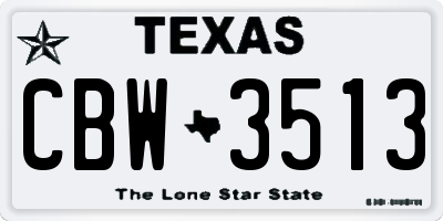 TX license plate CBW3513