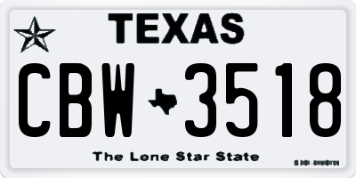 TX license plate CBW3518