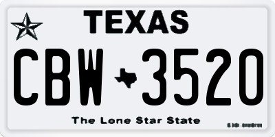 TX license plate CBW3520