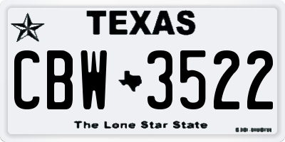 TX license plate CBW3522