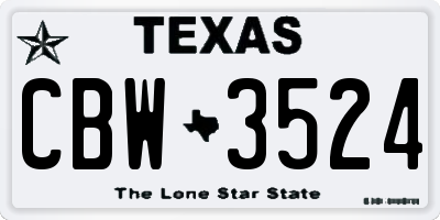 TX license plate CBW3524