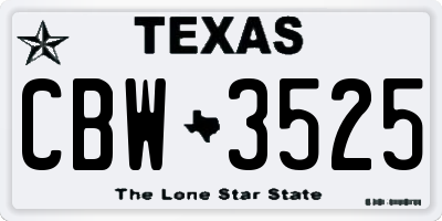 TX license plate CBW3525
