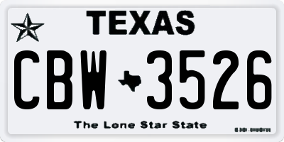 TX license plate CBW3526