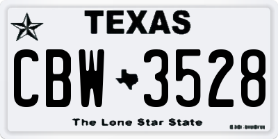 TX license plate CBW3528