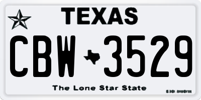 TX license plate CBW3529