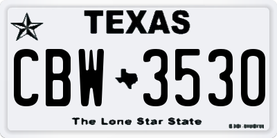 TX license plate CBW3530