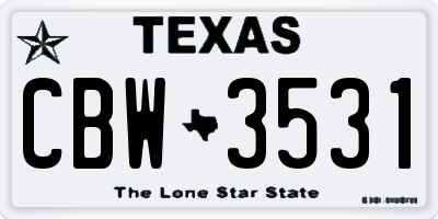 TX license plate CBW3531