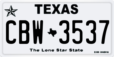 TX license plate CBW3537