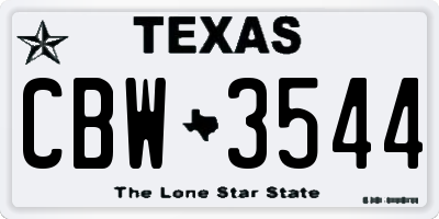 TX license plate CBW3544