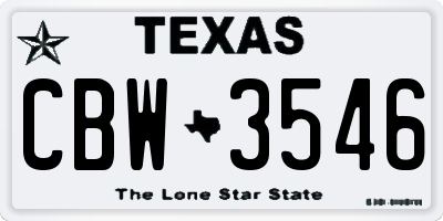 TX license plate CBW3546