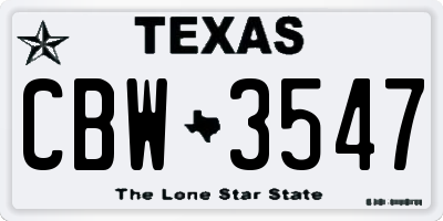 TX license plate CBW3547