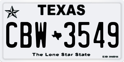 TX license plate CBW3549