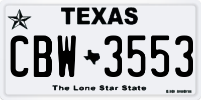 TX license plate CBW3553