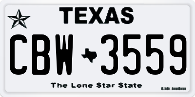 TX license plate CBW3559