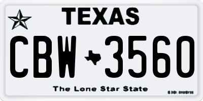 TX license plate CBW3560