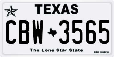 TX license plate CBW3565