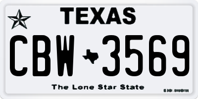 TX license plate CBW3569