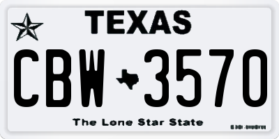 TX license plate CBW3570