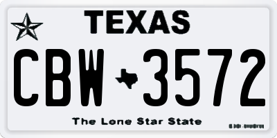 TX license plate CBW3572