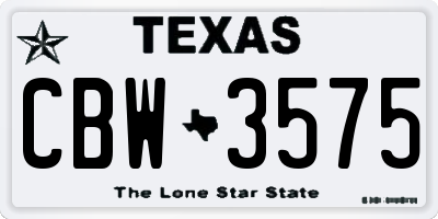 TX license plate CBW3575