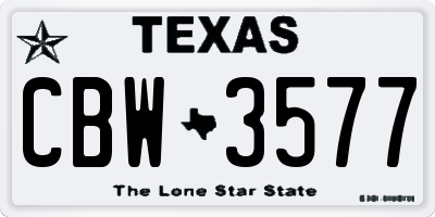 TX license plate CBW3577