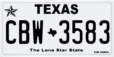 TX license plate CBW3583