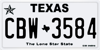 TX license plate CBW3584