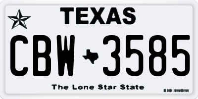 TX license plate CBW3585