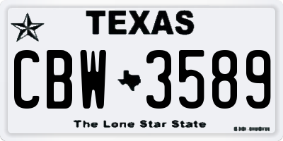 TX license plate CBW3589