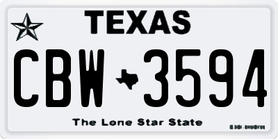 TX license plate CBW3594