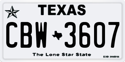 TX license plate CBW3607