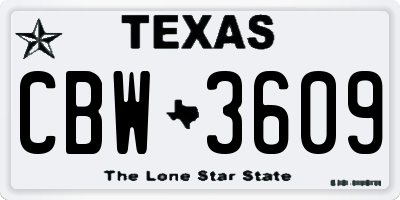 TX license plate CBW3609