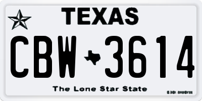 TX license plate CBW3614
