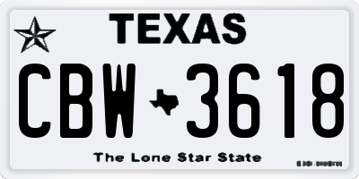 TX license plate CBW3618